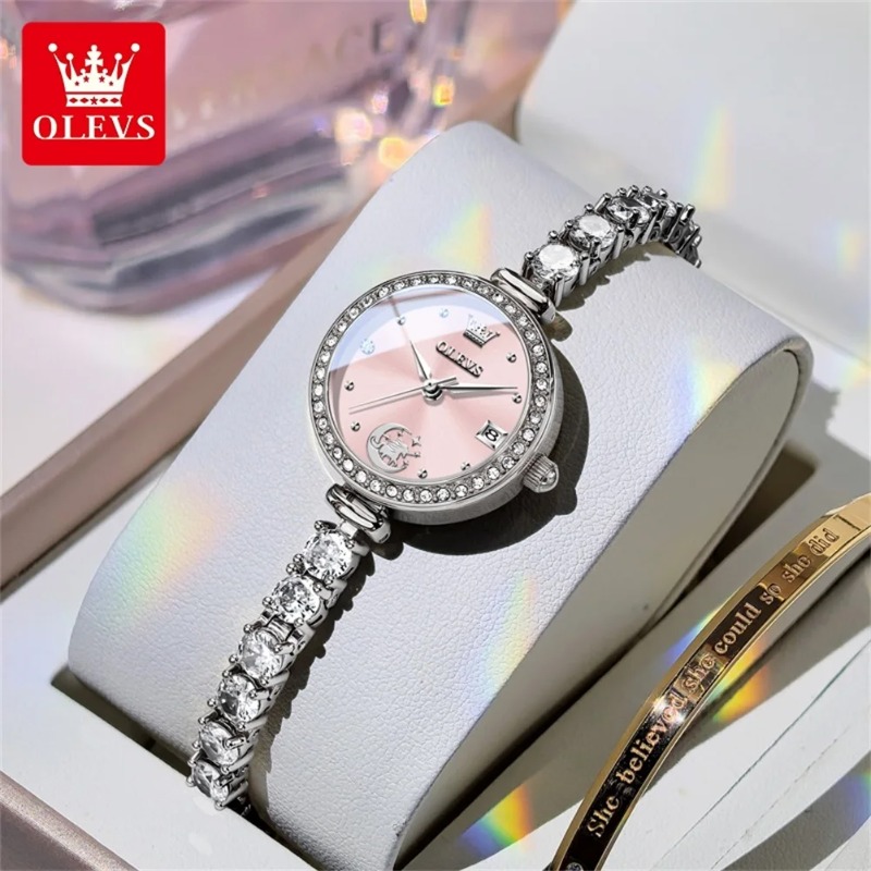 Luxury Watch E Jewellery - OLEVS 女性腕時計ジュエリーブレスレットクォーツ時計防水発光日付レディース腕時計ガールズギフト高級オリジナルブランド 2998