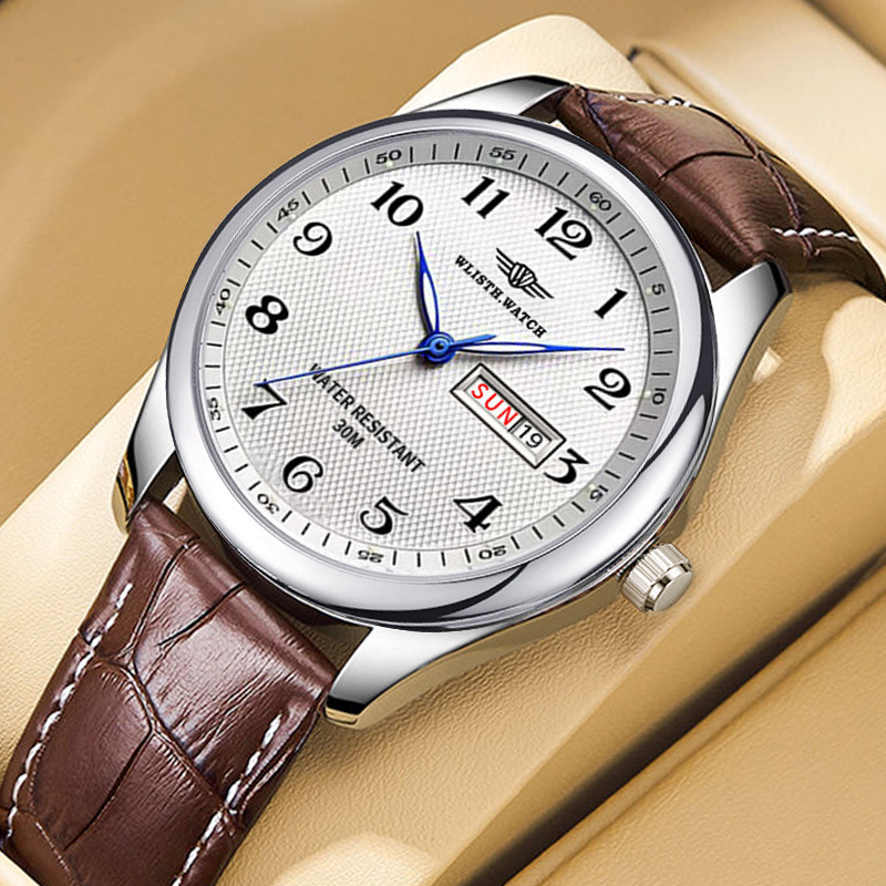 Luxury Watch Manufacturers - WLISTH 高級ブランドメンズ腕時計クォーツ時計アラビア数字ステンレス鋼防水カレンダー腕時計男性の父へのギフト