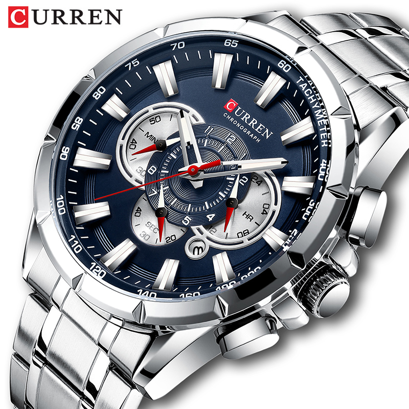 Luxury Watch Manufacturers - カレン-男性用腕時計,防水,ミリタリー,ステンレススチール,高級ブランド,8363