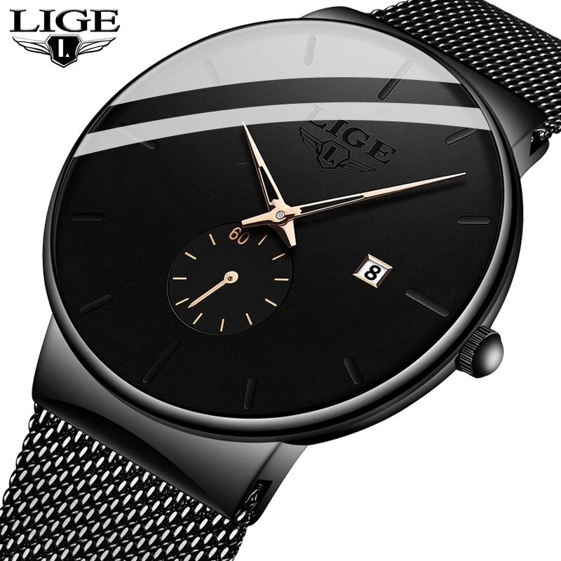 Luxury Watch Maker - Ligeファッションメンズ腕時計トップブランド高級クォーツ時計メンズカジュアルスリムメッシュスチール防水スポーツウォッチ
