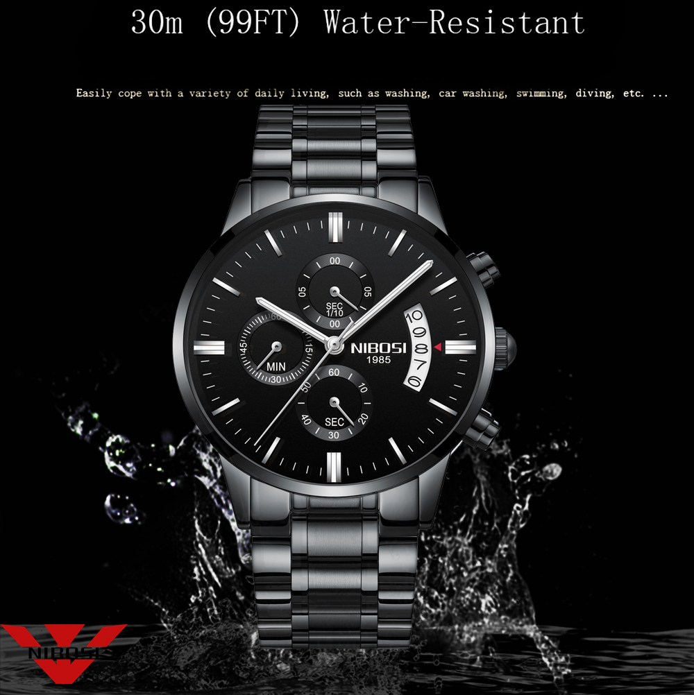 Nibosi-メンズクォーツ時計,ステンレススチールとブラッ - Luxury Watch Manufacturers のレビューと価格