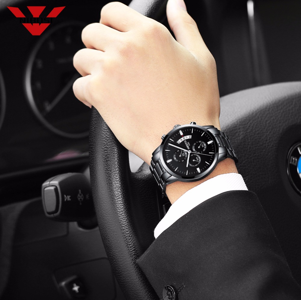 Nibosi-メンズクォーツ時計,ステンレススチールとブラッ - Luxury Watch Manufacturers のレビューと価格