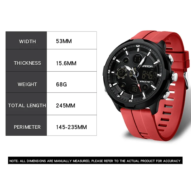 サンダ 9053 50 メートル防水クォーツ腕時計男性レロジ - Luxury Watch G Shock のレビューと価格