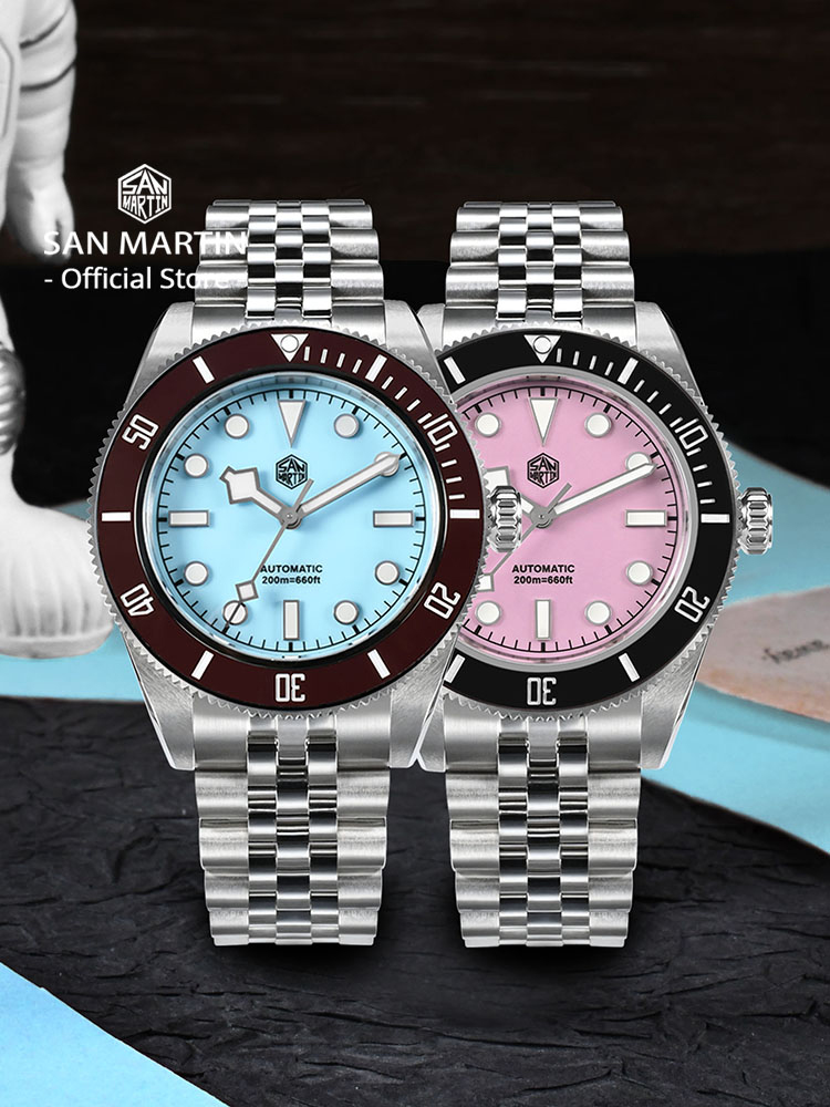 サンマーティン-メンズダイバーズウォッチ,防水,自動,機械式 - Cloisonne Enamel Dial のレビューと価格