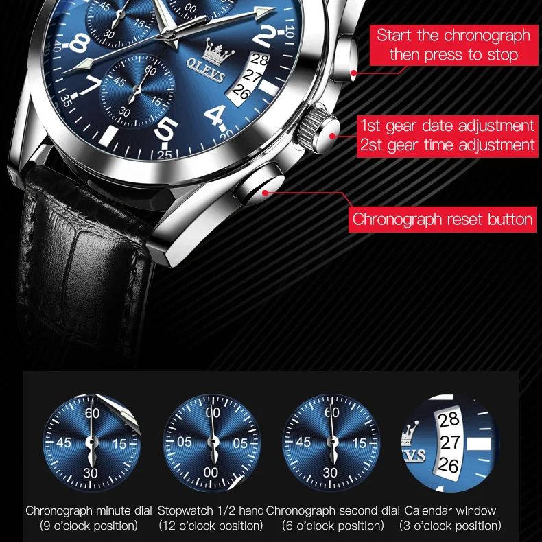 OLEVS 2878 メンズ腕時計ブランドの高級クォーツ時計 - Luxury Watch Zone のレビューと価格