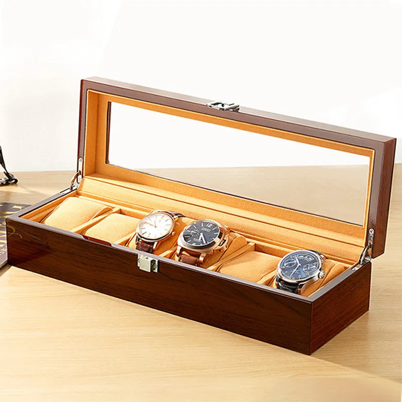 高級ブラックブラウン木製腕時計ボックス 6 スロット腕時計ギ - Luxury Watch E Jewellery のレビューと価格