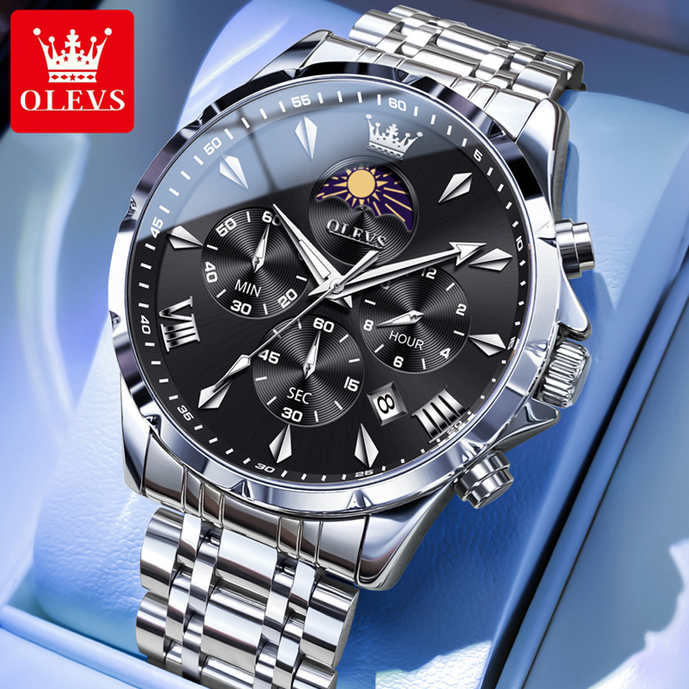 OLEVS 3653 ブランド ムーンフェイズカレンダー メ - Luxury Watch Manufacturers のレビューと価格