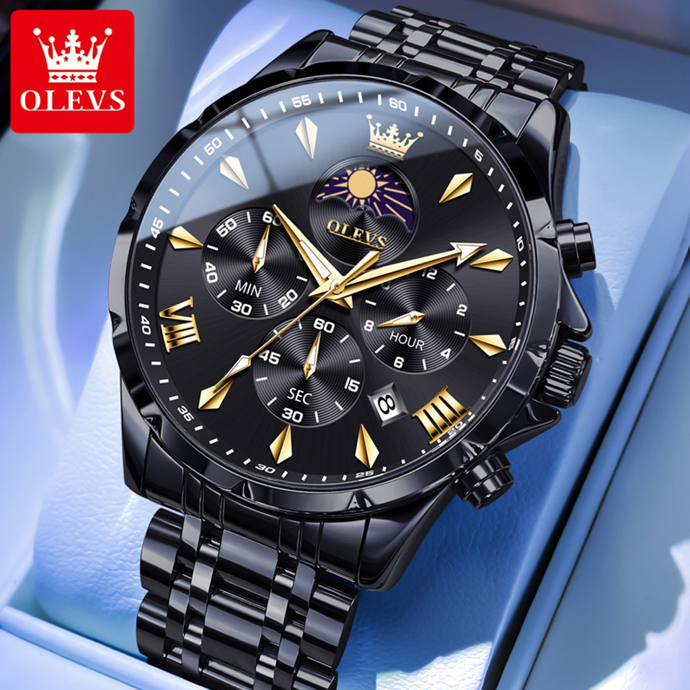 OLEVS 3653 ブランド ムーンフェイズカレンダー メ - Luxury Watch Manufacturers のレビューと価格